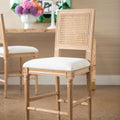 Beatrice Counter Stool styled with grasscloth walls