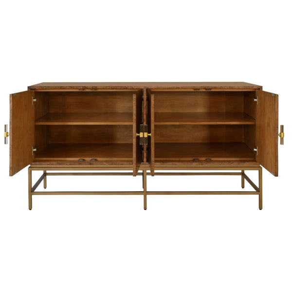 Albert Dark Burl Buffet interior - adjustable removable shelves