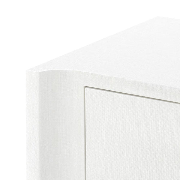 Adrienne White Linen Dresser corner detail