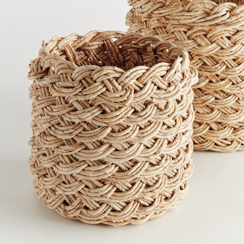 Abaca Braid Round  Storage Basket Set of two