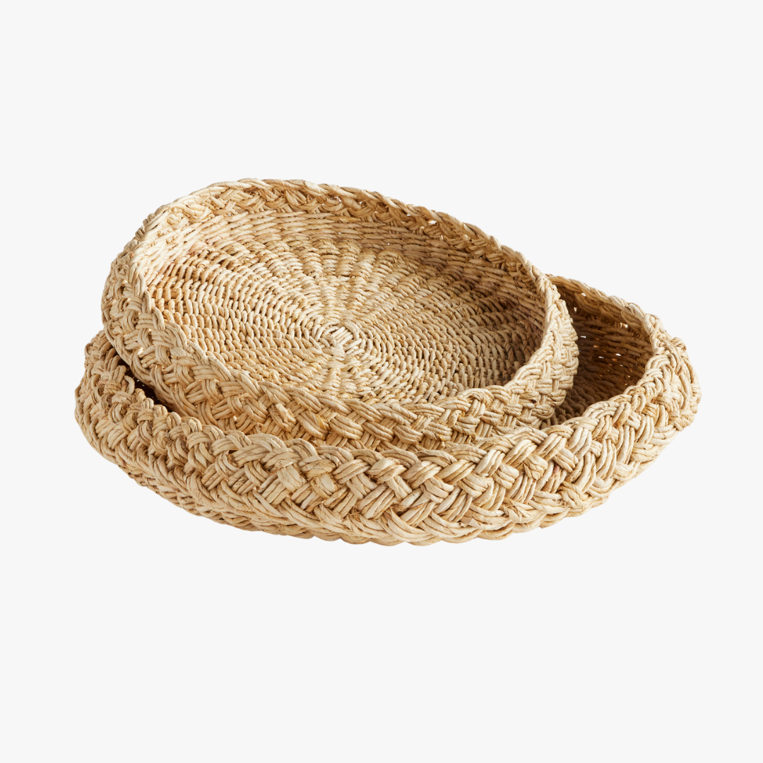 Abaca Braid Round Tray Set