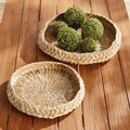 Abaca Braid Round Tray Set with moss balls