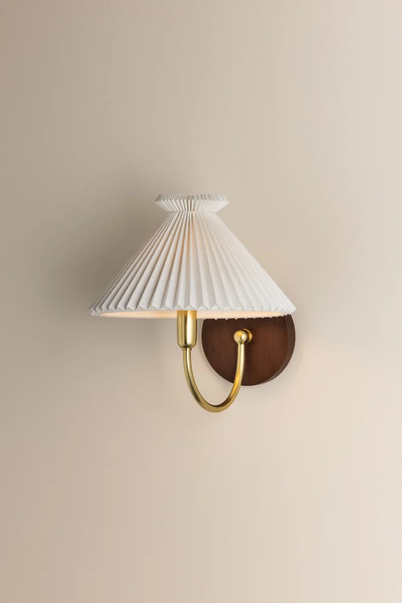 Acacia Wall Sconce - wood and brass