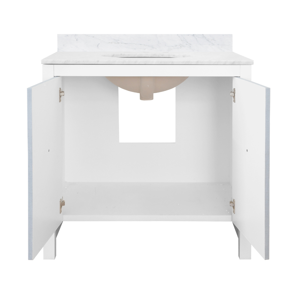 Adair Light Blue Vanity Open Doors