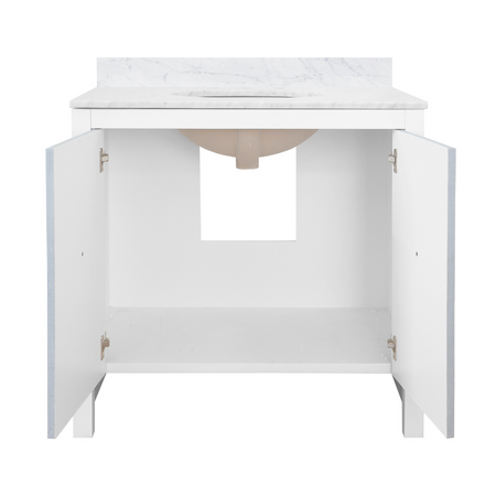 Adair Light Blue Vanity Open Doors