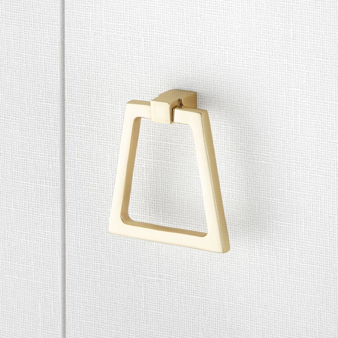 Adrienne White Linen Cabinet Brass Pulls