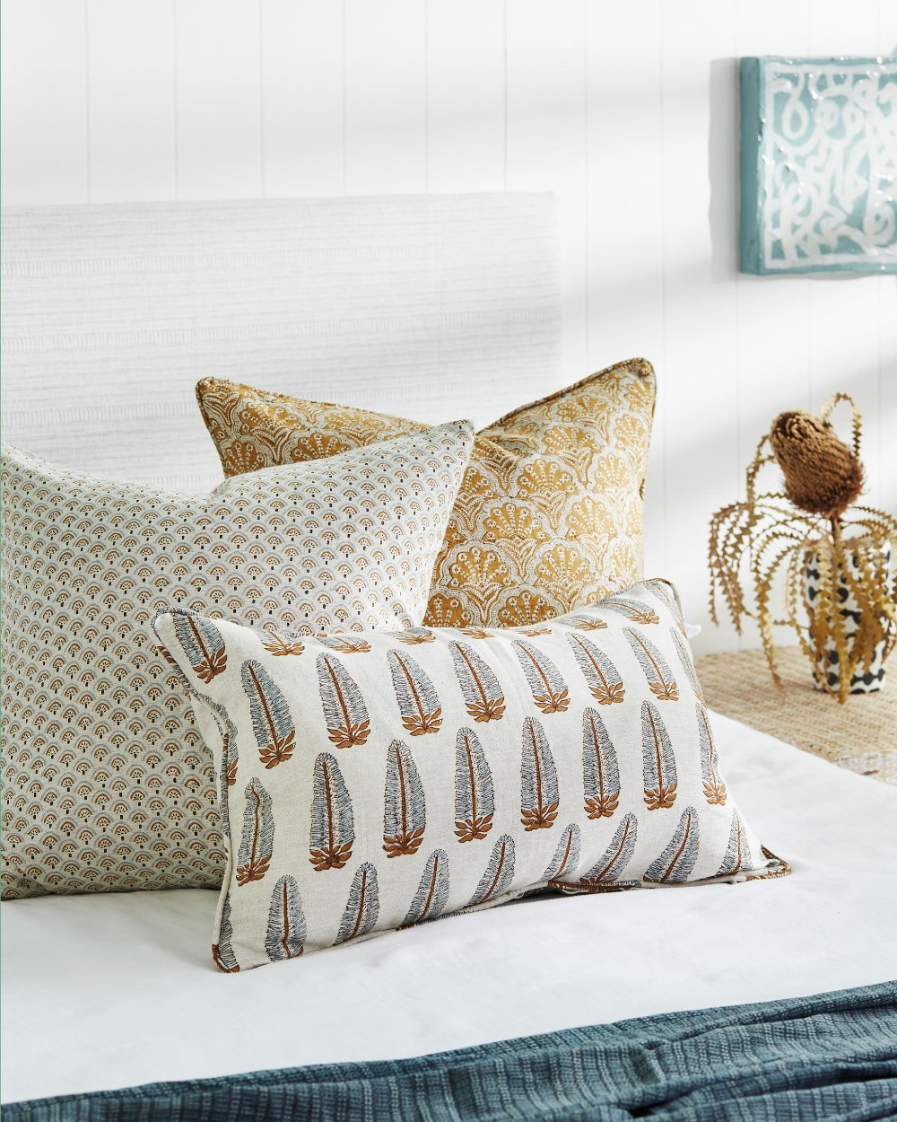 Akola Sahara Lumbar Pillow Cover Styled on Bed