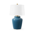 Aksel Cruise Teal Lamp with white linen shade