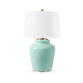 Aksel Pacific Teal Ceramic Lamp with White Linen Shade