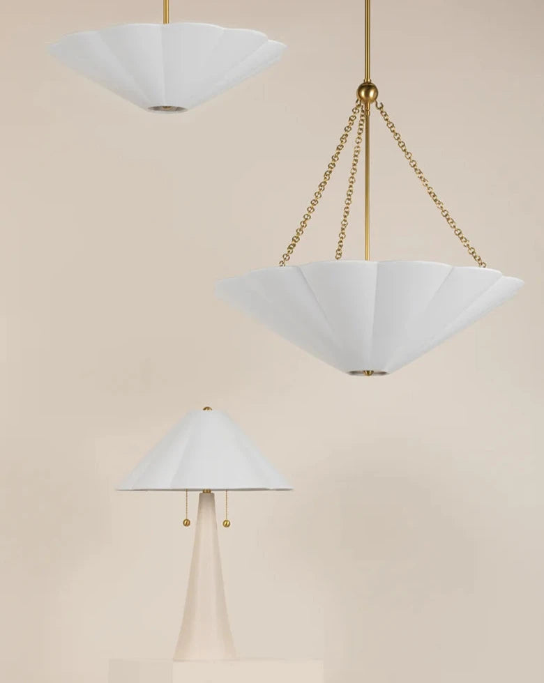 Hagan Flush Mount. Pendant and Table Lamp