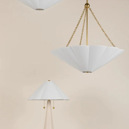 Hagan Flush Mount. Pendant and Table Lamp