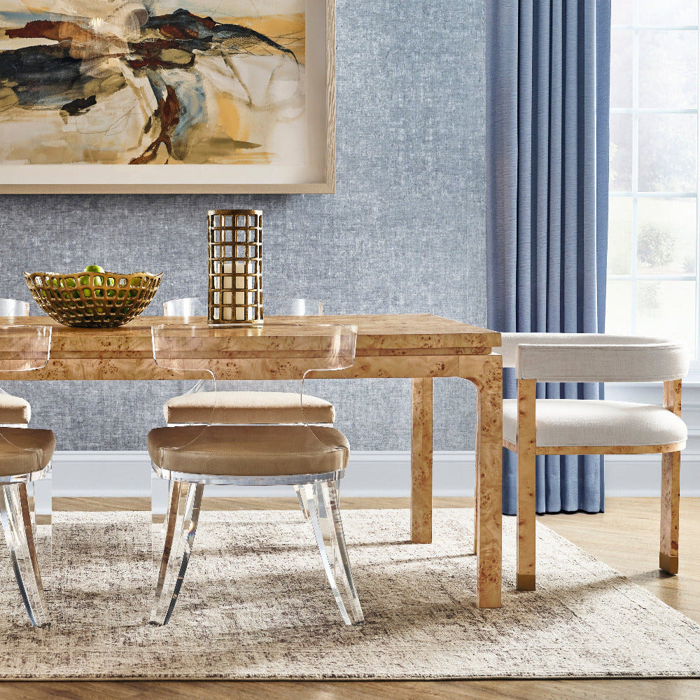 Alford Burl Dining Table styled with Lexi Burl chairs