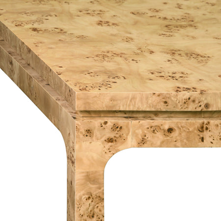 Alford Burl Wood Dining Table Corner closeup