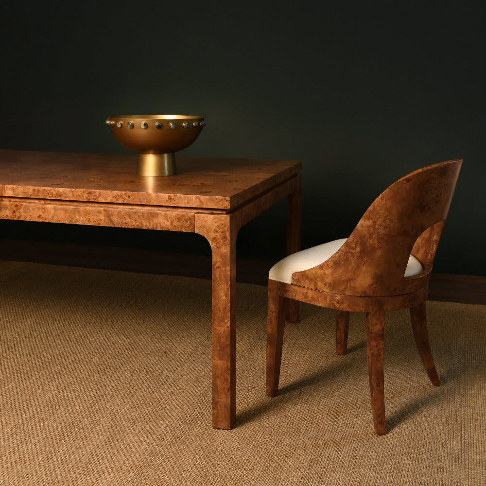 Alford Dark Burl Dining Table and Radcliffe Burl Chair