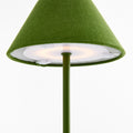 Alix Green Linen Rechargeable Lamp bulb view