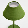 Alix Green Linen Rechargeable Lamp top view closeup