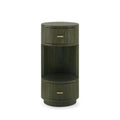 Alton Deep Olive Green Round Side Table for narrow spaces