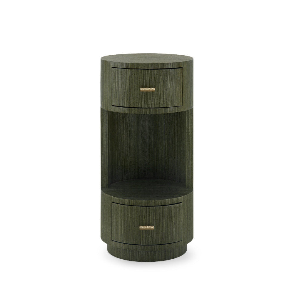 Alton Deep Olive Green Round Side Table for narrow spaces