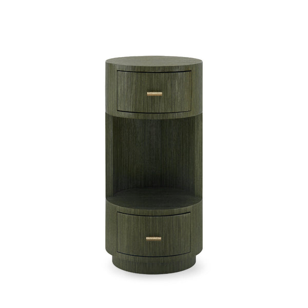 Alton Deep Olive Green Round Side Table for narrow spaces