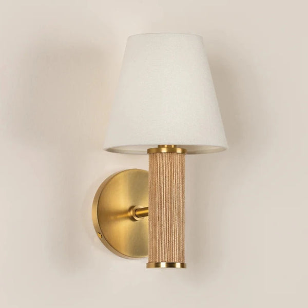 Amabella Woven Rattan and Brass Wall Sconce