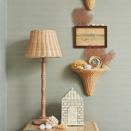 Amanda Lindroth Baytree Wicker Wall Bracket styled with shells