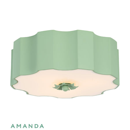 Amanda Lindroth painted green flushmount Light