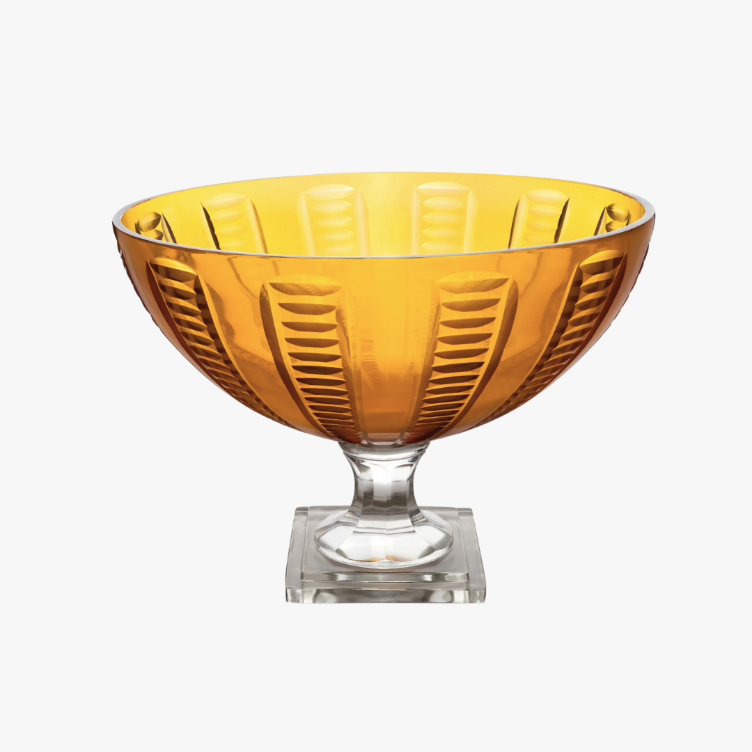 Amber Cut Glass Footed Bowl