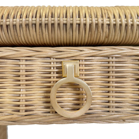 Calais Woven Rattan Desk Brass Hardware