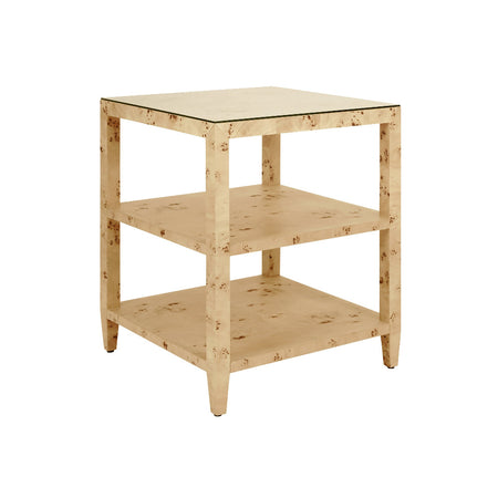 Anders Burl Wood Side Table with glass 
