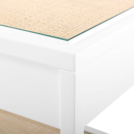 Andrea White Console Table corner closeup