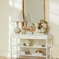 Andrea White Console Table styled in entry