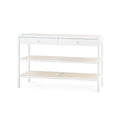 Andrea White Console Table with cane shelves