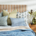 Ankara Moss Azure Pillow Cover on bed