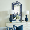 Ansel Navy Lamps styled on White Dresser