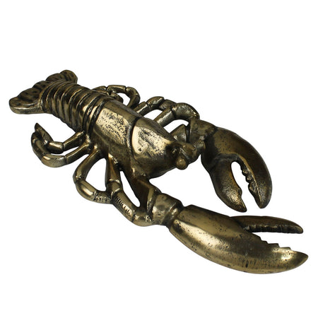 Antiqued Brass Finish Lobster figurine claw closeup
