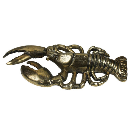Antiqued Brass Finish Lobster figurine side view