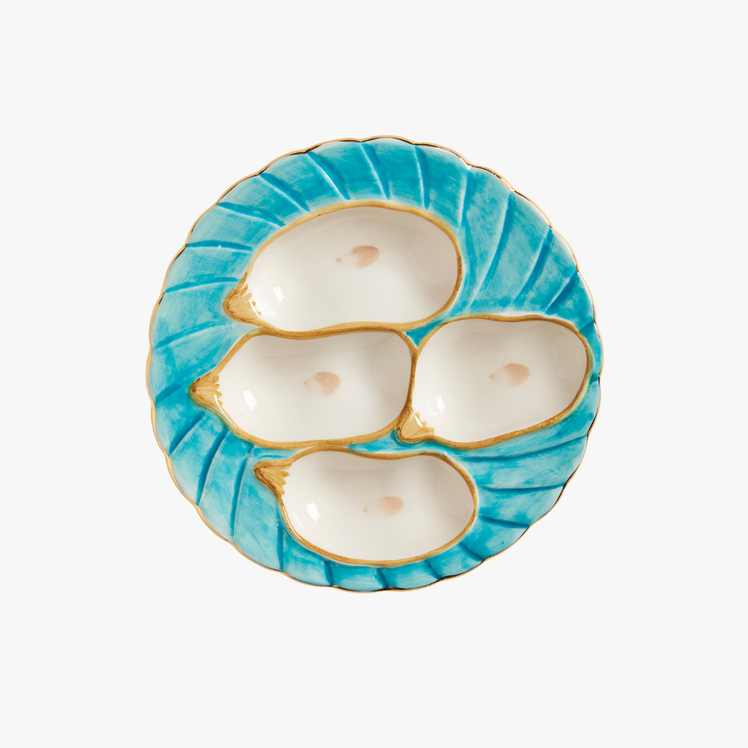 Aqua Gilded Oyster Plate