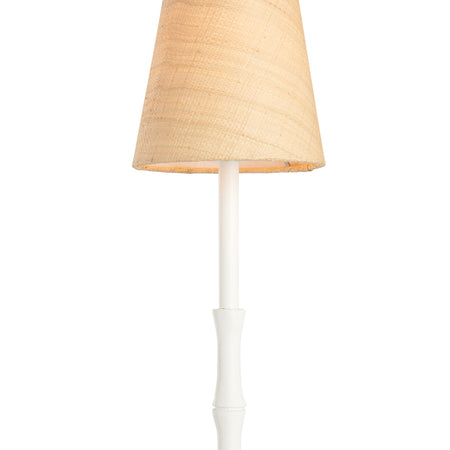 Artois White Faux Bamboo Buffet Lamp - natural raffia shade