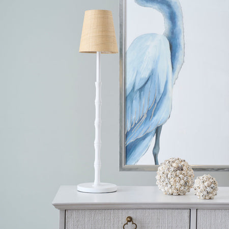 Artois White Faux Bamboo Buffet Lamp styled on table