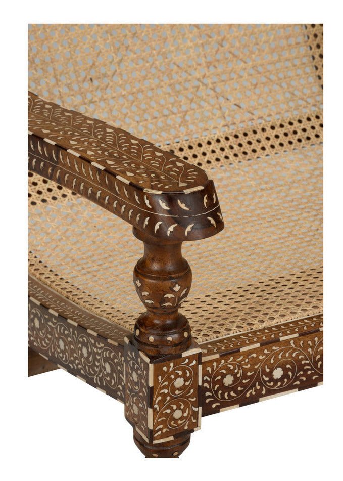 Aryana Inlay and Woven Cane Lounge Chair Arm detail closeup