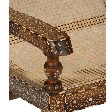 Aryana Inlay and Woven Cane Lounge Chair Arm detail closeup