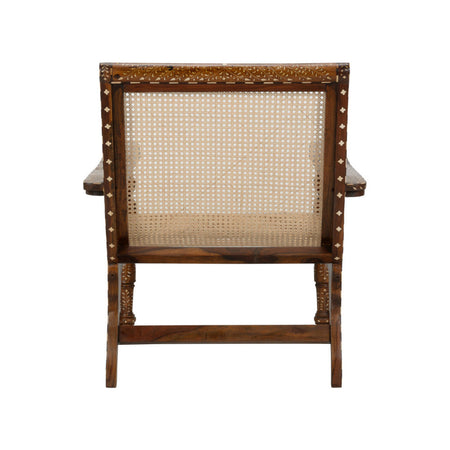 Aryana Inlay and Woven Cane Lounge Chair back view