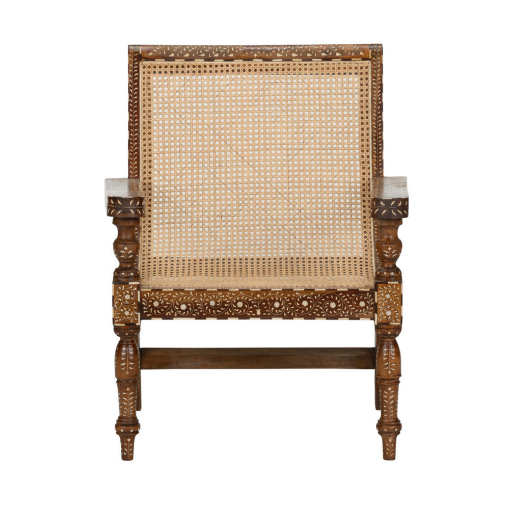 Aryana Inlay and Woven Cane Lounge Chair front view