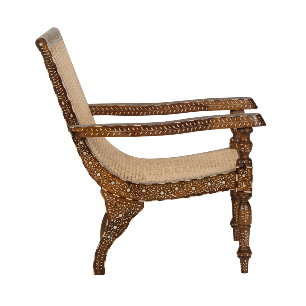 Aryana Inlay and Woven Cane Lounge Chair side view