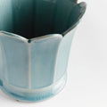 Ascot Aqua Ceramic Pot scalloped edge detail