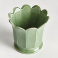 Ascot Celery Green Ceramic Pot - scalloped edge detail