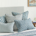 Ashfa Azure Pillow Cover styled on bed