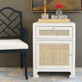 White Ashton cane front side table with Jardin Chair