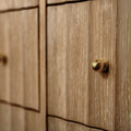 Astor Cerused Oak Dresser - fluted drawer front and brass hardware closeup