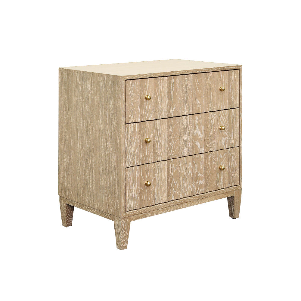 Astor Cerused Oak Nightstand - Fluted Drawer Fronts - Dear Keaton